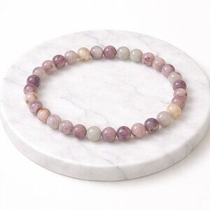 Lavender Quartz Crystal 6mm Beaded Stretch Bracelet Healing Jewelry